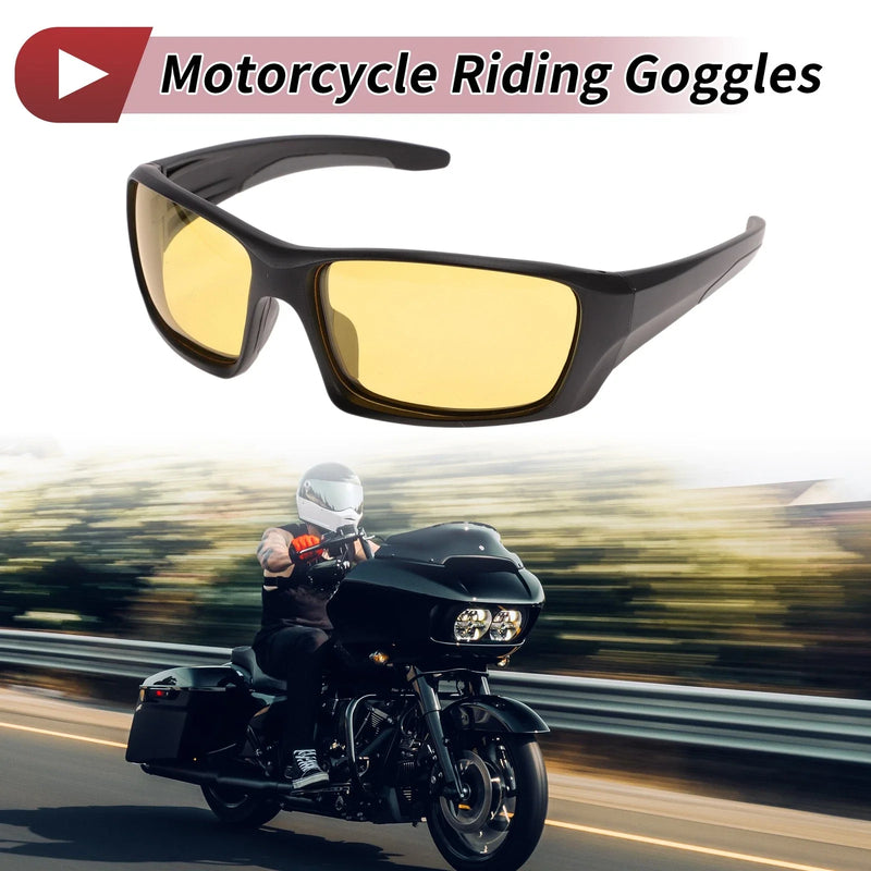 Goggles 1 Pc Motorcycle Riding Yellow Lens Black Frame Triacetyl Cellulose