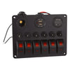 Car Marine Boat 6-Gang Waterproof Circuit Red LED Rocker Switch Panel