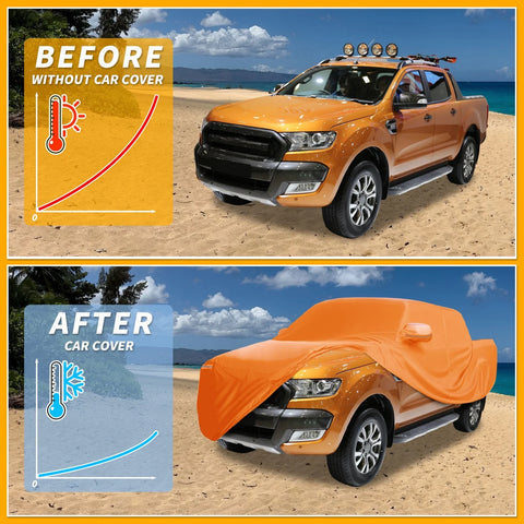 Ford Ranger 2011-2023 - 210D-PU, Orange Waterproof All Weather Car Cover
