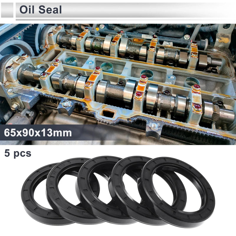 Oil Seal Rotary Shaft Seal Nitrile Rubber 65x90x13mm Black 5 Pcs