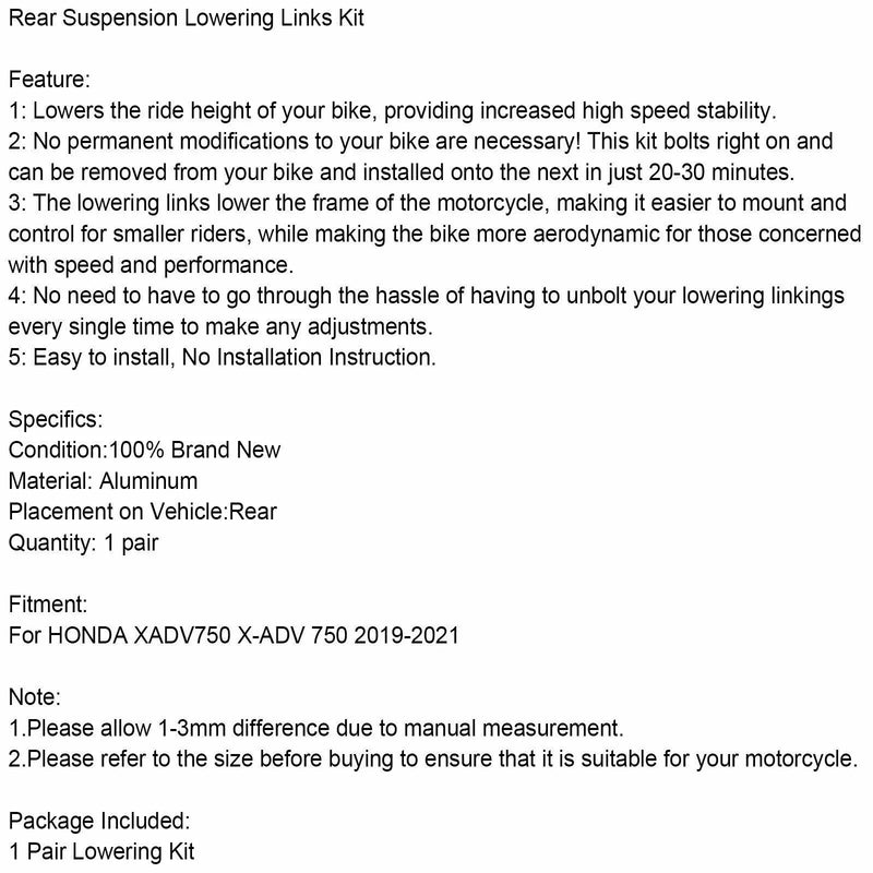 HONDA XADV750 X-ADV 750 Rear Suspension Lowering Kit (2019-2021)