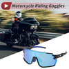 PC Motorcycle Riding Goggles Blue Lens Black Frame Cycling Sunglasses