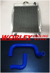 Datsun 1200, 120Y, B110 3 Row Aluminum Radiator + Blue Hoses (1970-1975)