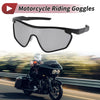 Motorcycle Riding Goggles Silver Tone Lens Black Frame