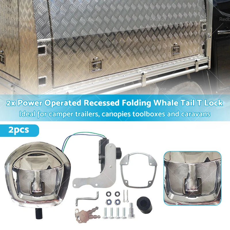 Trailer Tool Box Power Operated Recessed Whale Tail T Lock Handle