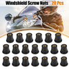 Motorcycle 20pcs M6 Straight Convex Black Rubber Windshield Screws Bolts Nuts