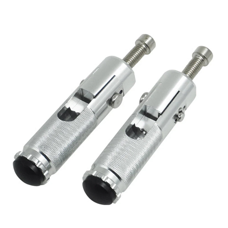 Universal Motorcycle Bike - Silver Folding Foot Pegs