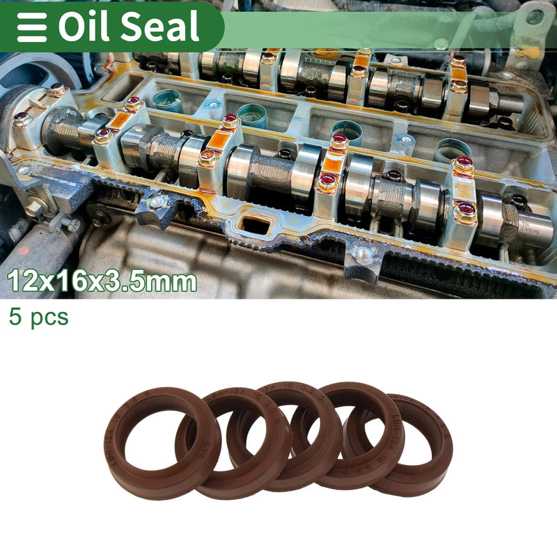 Make Model Oil Seal 5 Pcs Seal Ring Shaft Seal FKM Rubber 12x16x3.5mm
