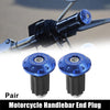 Motorcycle Pair 7/8\" 22mm Hand Grips End Caps Aluminum Blue
