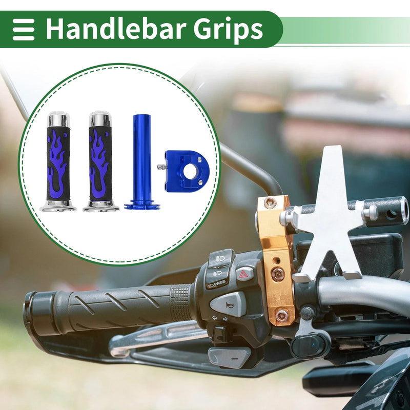 Motorcycle Motorcycle Hand Grips Cover Kit Rubber Blue Flame Pattern