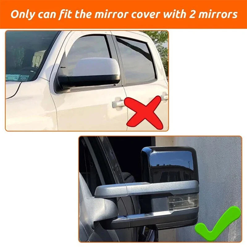 Chevy Silverado GMC Sierra Black Rearview Tow Mirror Cap Cover (2014-2019)