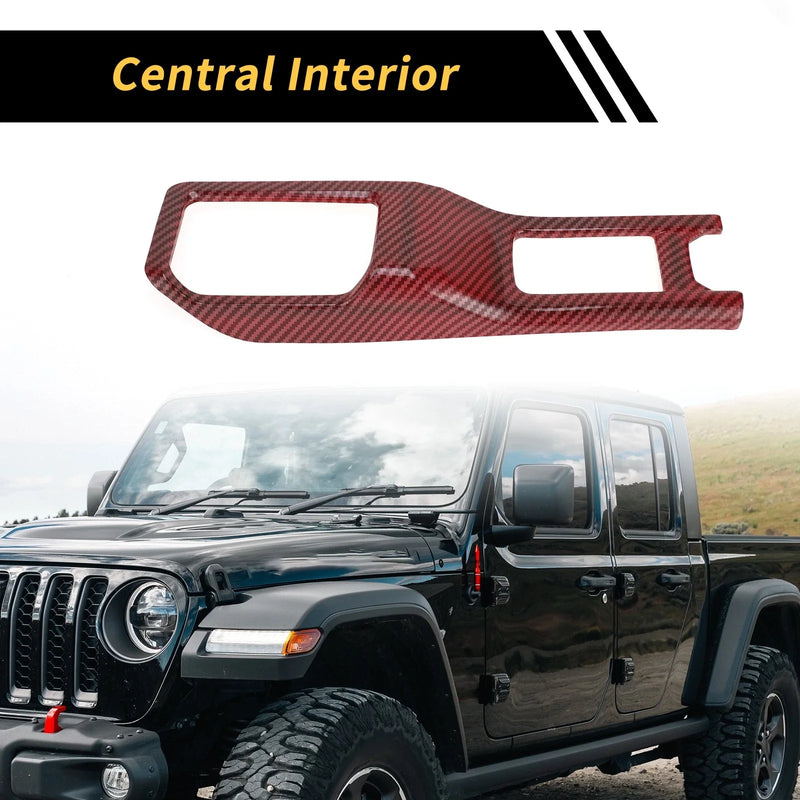 Jeep Wrangler JL JLU (2018-2024) Carbon Fiber Red 4WD Gear Shift Panel Cover