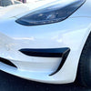 Tesla Model 3 Black Front Bumper Side C Canards Covers Trim (2017–2023)