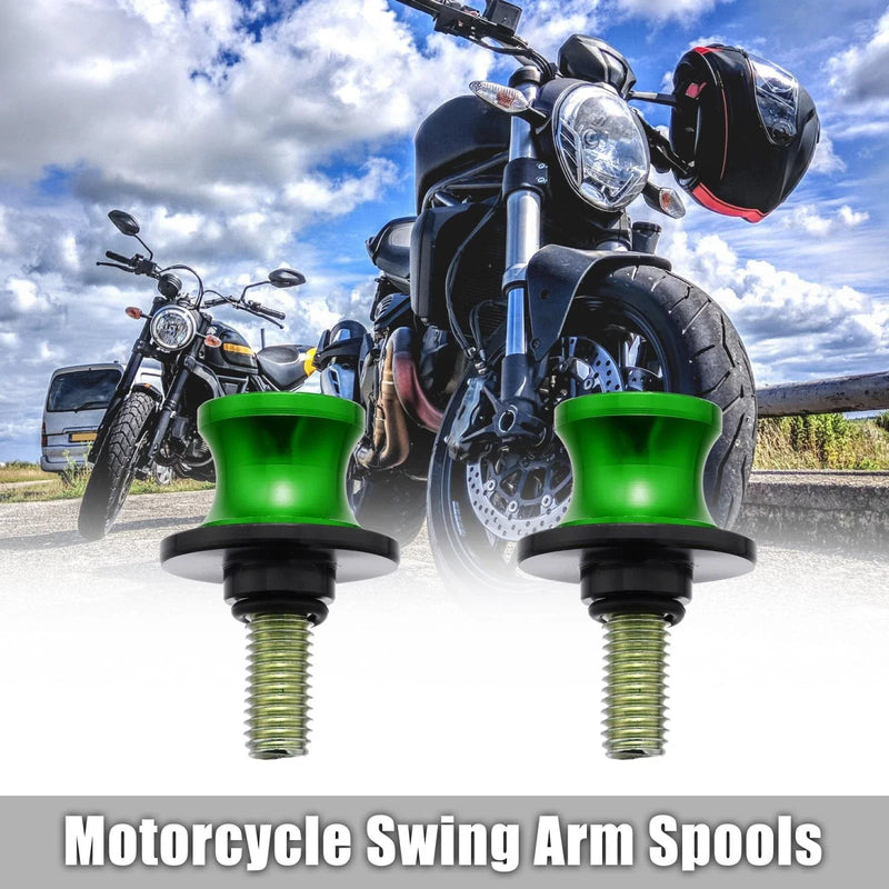 Motorcycle 2 x 10mm Motorcycle Swing Arm Spool Rear Stand Sliders Green