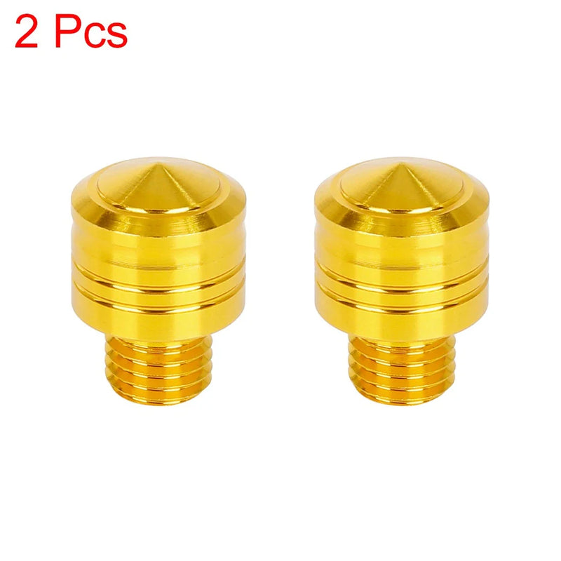 Motorbike 2 x 10mm Mirror Hole Plugs Reverse Screw Yellow Universal