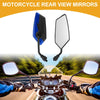 Motorcycle 2 x Rear View Mirrors Handlebar Mirror Black Blue Iron Plastic