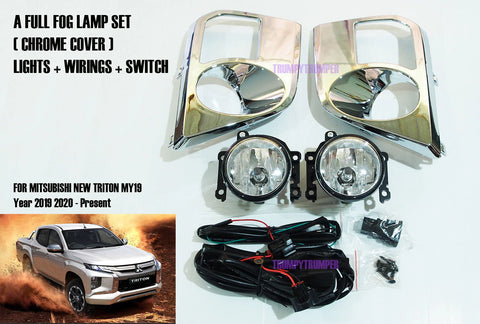 Mitsubishi Triton L200 Chrome Cover Trim + Fog Lamp Spot Light (2019-2022)