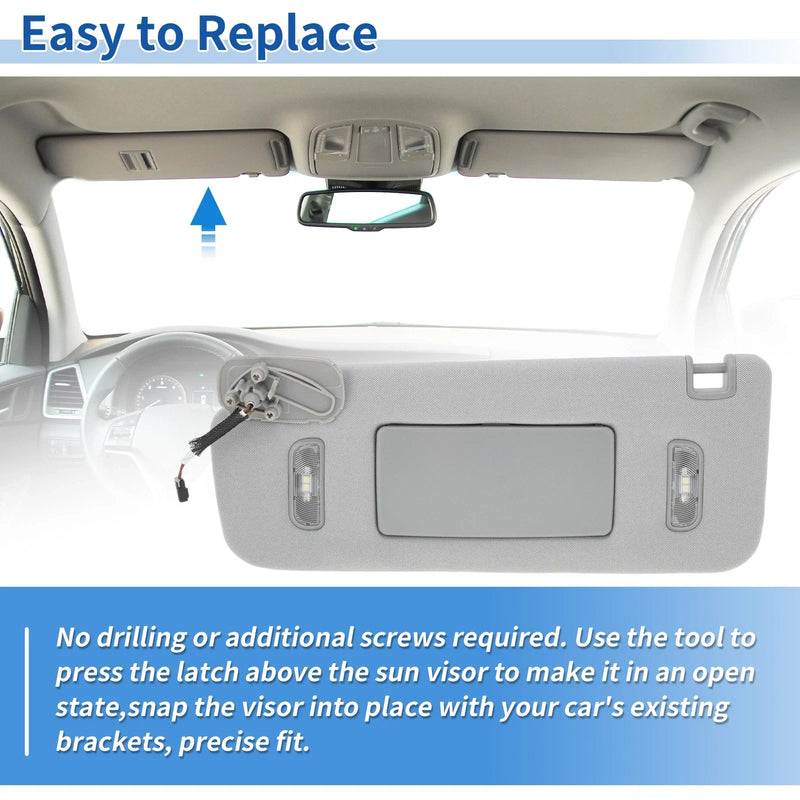 Chevrolet Silverado 1500 2500 3500 Left Side Sun Visor Gray (2015-2018)