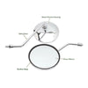 Quad Bike Motorcycle ATV Go Kart Buggy 10mm Silver Round Mirror Pair (2)