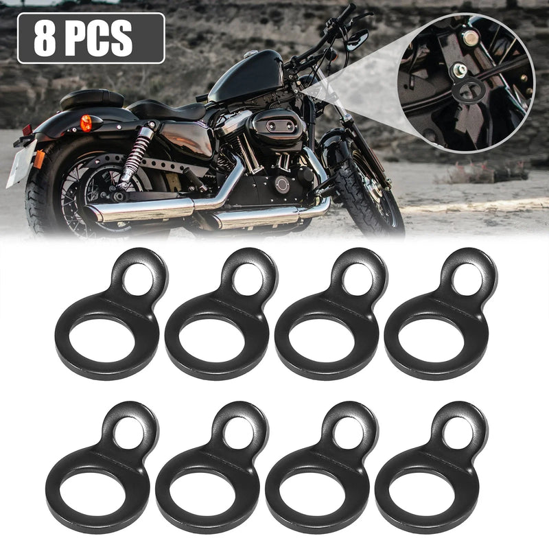 Motorcycle 8pcs Stainless Steel Tie Down Anchor Hooks Strap Rings