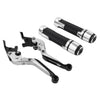 Kawasaki ER6F ER6N Silver Adjustable Brake Clutch Lever Grip Set (2006-2016)
