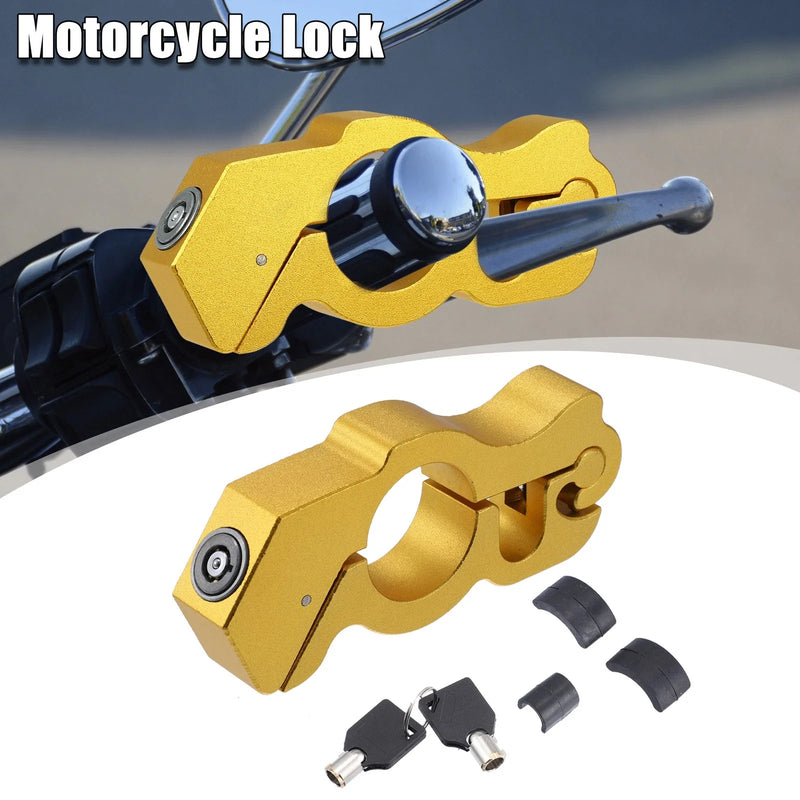 1 Set Adjustable Motorcycle Lock Anti Theft Handlebar with 2 Keys Gold Tone