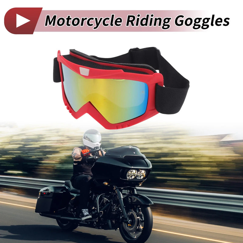PC Cycling Sunglasses 1 Pc Motorcycle Riding Goggles Red Lens Frame