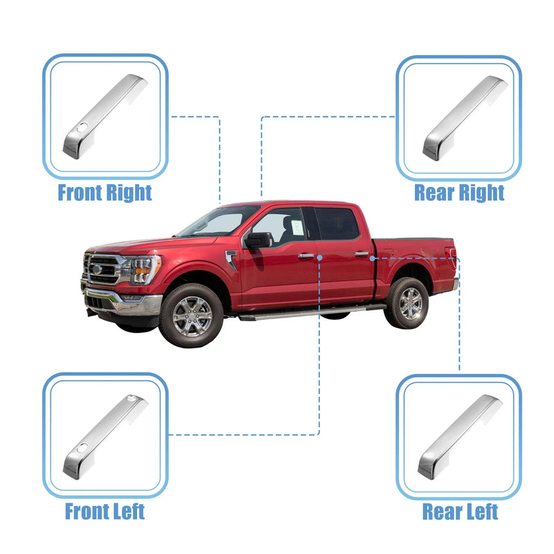 Ford F150 (2021-2022) Silver Tone 4 Pcs Door Handle Trim Covers