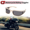 Motorcycle Riding Goggles Gray Lens Beige White Frame Tri-acetel Cellulose