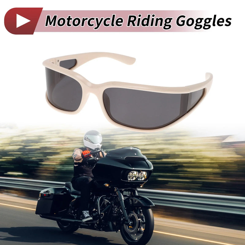 Motorcycle Riding Goggles Gray Lens Beige White Frame Tri-acetel Cellulose