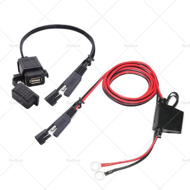 Motorcycle GPS Phone SAE to USB Charger Cable Adapter Waterproof