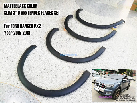 Ford Ranger MK2 Wildtrak 3" Matte Black Fender Flares Wheel Arches (2015-2018)