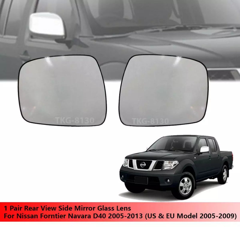 Nissan Navara 2 x Rear View Side Mirror Glass Lens (2005-2009)