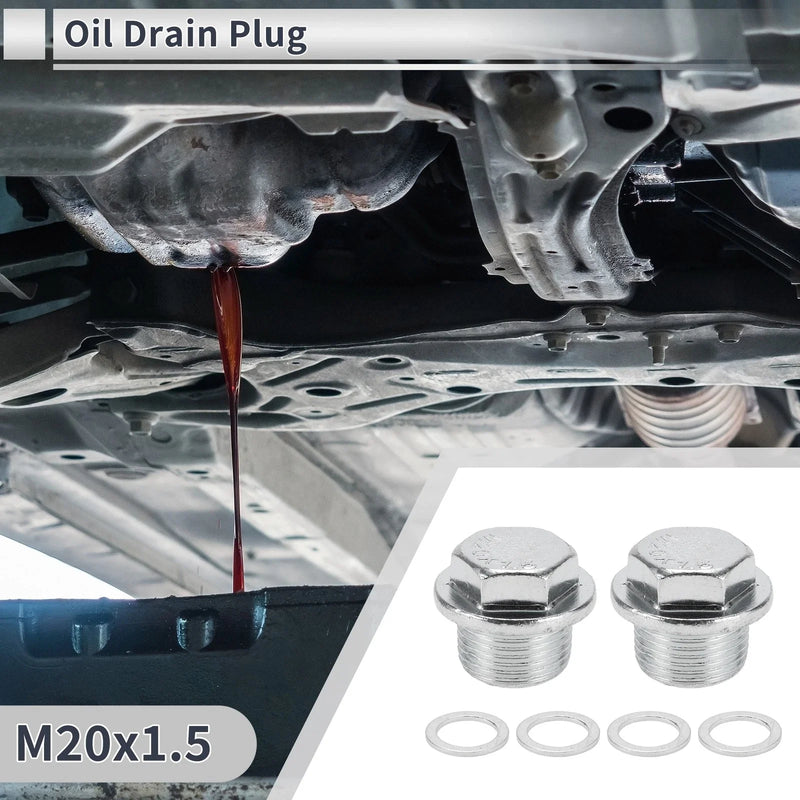Car Motorcycle M20x1.5 0.89" Height Engine Oil Drain Plug W/ Gasket
