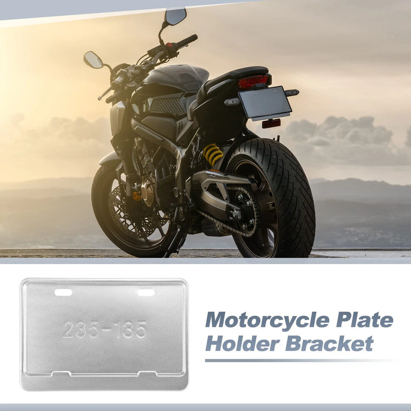 Motorcycle Registration Plate Holder Bracket 26x10 mm Hole Silver Tone