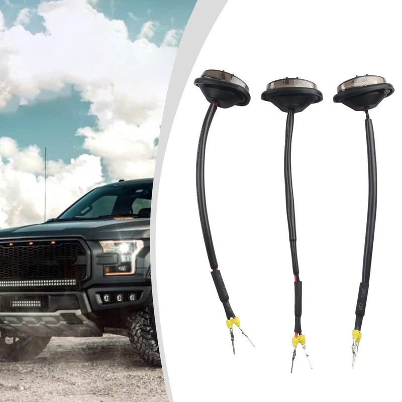 Ford F-150 Raptor Style 3 x Amber Smoked LED Front Grille Lamps