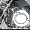 28 90 Degree Brake Hose Motorcycle Braided Line Tube 220cm Silver Tone