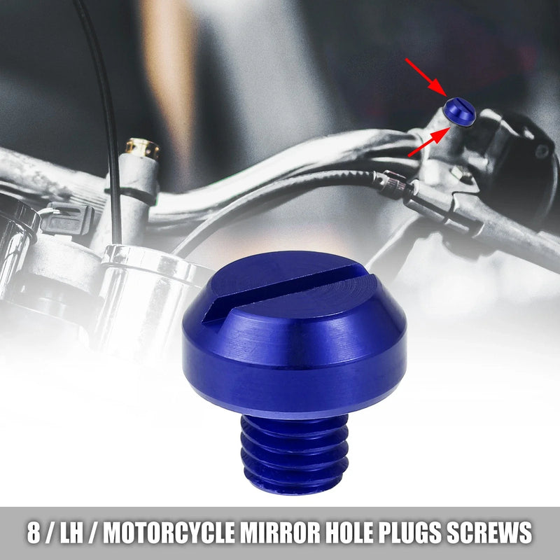 Universal Motorcycle Blue M8 Mirror Hole Plugs Screws Caps