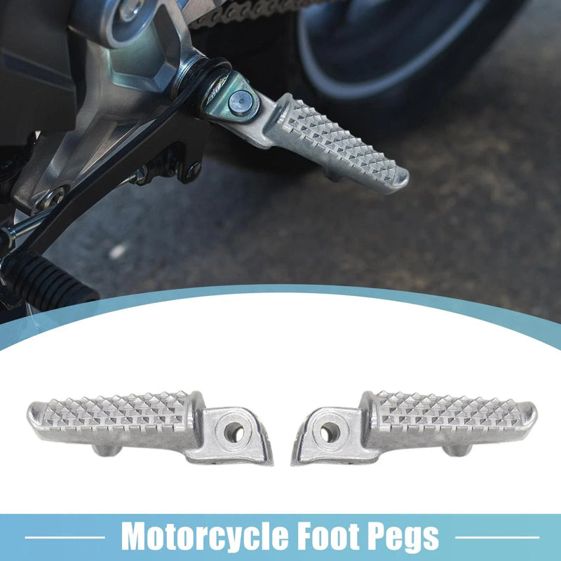 Bike Cycling Silver Tone Pair 8mm Aluminium Alloy Motorcycle Footrest Footpeg