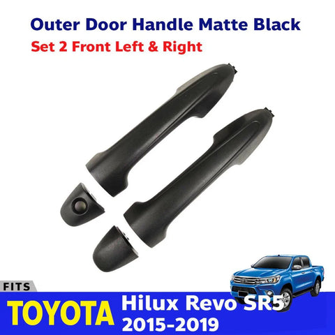 Outer Door Handle Black Matte FL+FR Fits Toyota Hilux Revo SR5 4D 2015-19 D06