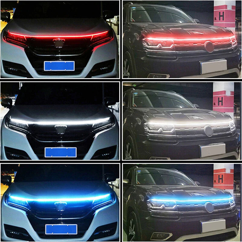 Car DRL Daytime Running Light 220cm Dynamic LED Hood Light Strip