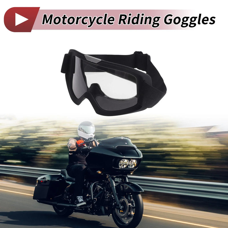 1 x Motorcycle Riding Goggles Clear Lens Black Frame PC Cycling Sunglasses