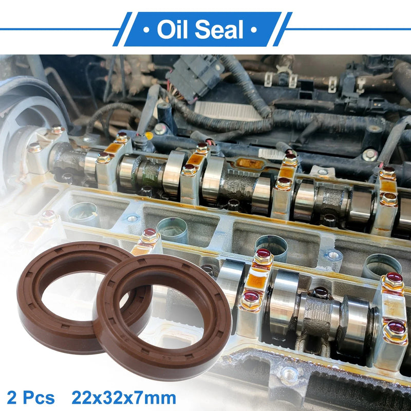Make Model Oil Seal 22x32x7mm Rotary Shaft Seal FKM Rubber Brown 2 x
