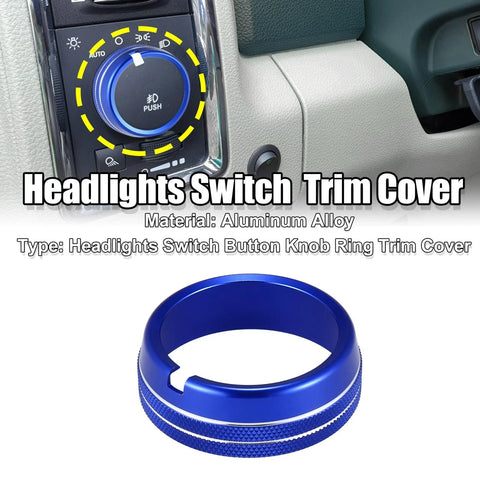 Dodge Ram 2010-2017 Blue Headlight Switch Button Knob Trim Cover