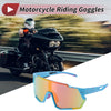 Motorcycle Riding Goggles Multicolor Lens Blue with Red Spots Frame Sunglasses