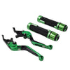 Yamaha FJR XJR 1300 Folding Green Brake Clutch Lever Grip Set (2001-2023)