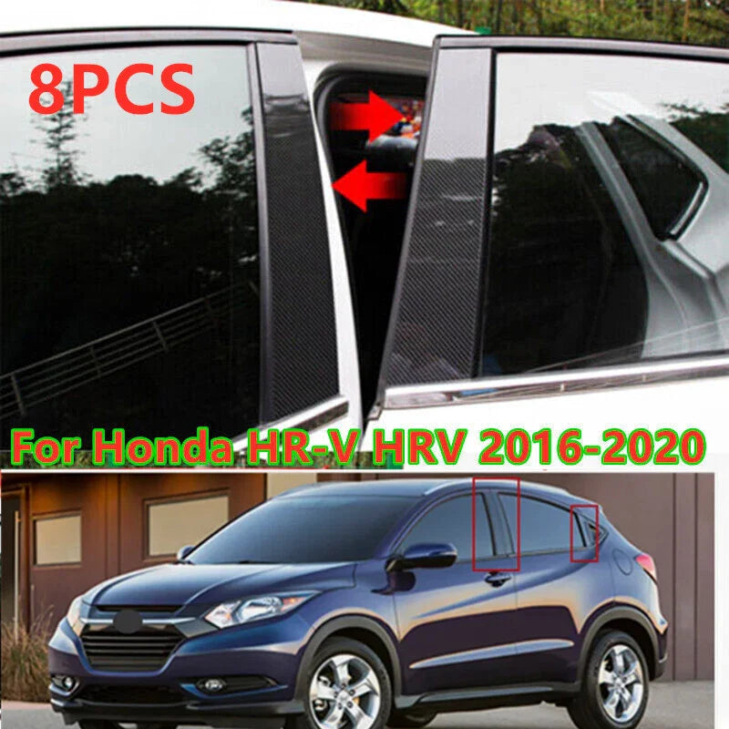 Honda HRV HR-V 8PCS Carbon Fiber Pillar Posts Door Trim Cover (2016–2020)