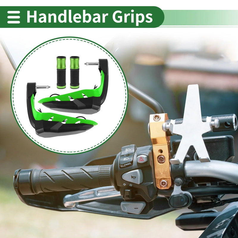 Motorcycle Handlebar Rubber Diamond Pattern Green Hand Grips Cover Kit