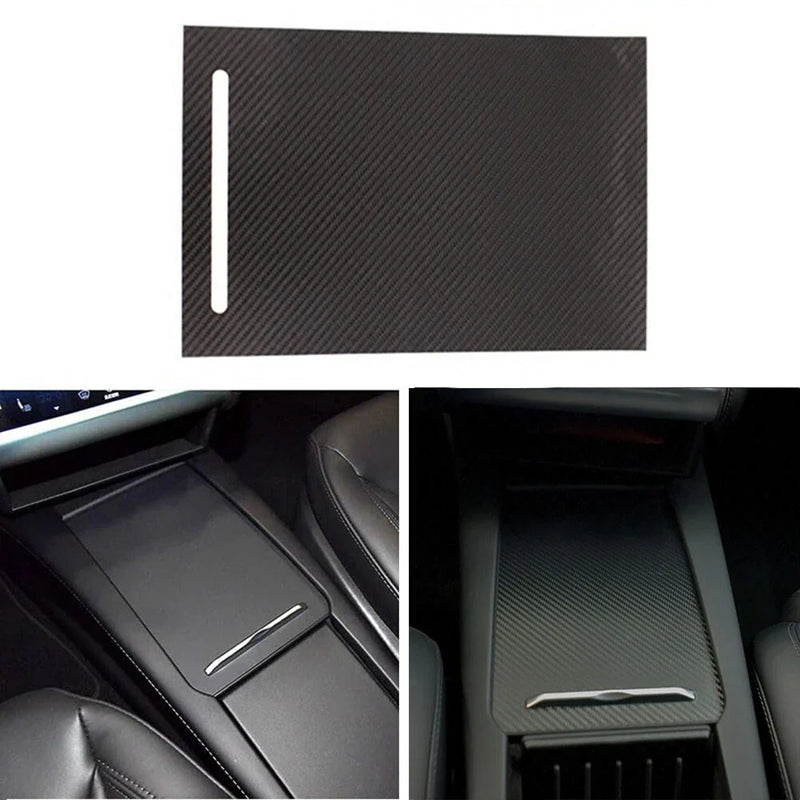 Tesla Model S, X Carbon Fiber Center Console Armrest Box Sticker Cover