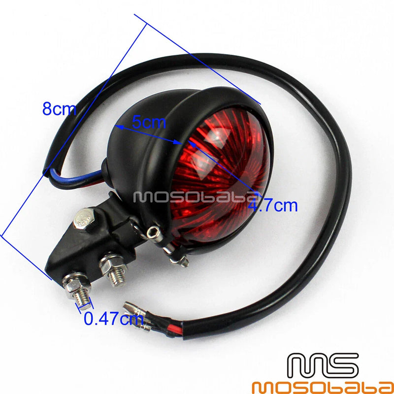 Harley Cafe Racer - Mini Bates Brake Red Lens Black LED Tail Lights